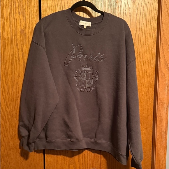 State of Mind Charcoal Paris Embroidered Crewneck Sweater - Picture 1 of 4